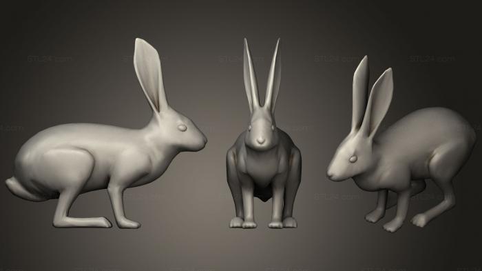 Статуэтки животных (НИЗКОПОЛЬНЫЙ КРОЛИК, STKJ_1380) 3D модель для ЧПУ станка